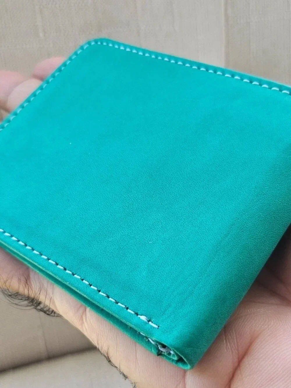 Green Wallet Genuine Leather Bifold Cardholder Billfold Purse Money Fold New